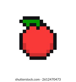 Apple pixel gaming item, apple 8 bit game resource, pixel art apple icon, apple game pixel element.