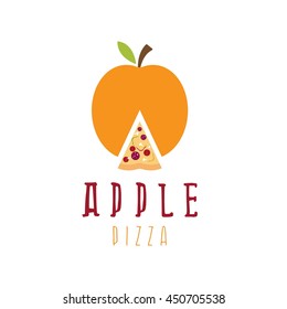 apple pizza vegetarian concept vector design template