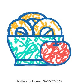apple plate doodle icon sketch vector. apple plate sign. isolated symbol illustration