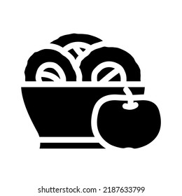 vector de icono de glifo de placa de manzana. signo de placa de manzana. ilustración de símbolo aislado