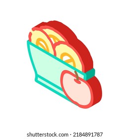 vector de icono isométrico de placa de manzana. signo de placa de manzana. ilustración de símbolo aislado