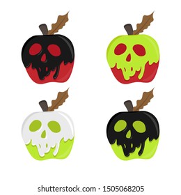 apple with poison. poison apple vector. magic illustration apple. shape skull coated red apple. halloween concept.