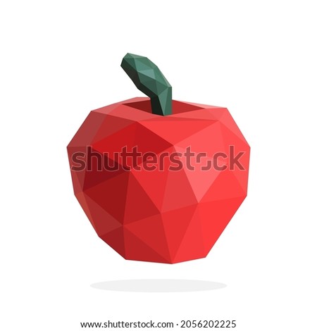 Apple polygon art image. low poly 3D apple in vector illustration