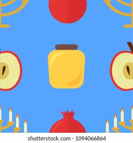 Apple and pomegranate pattern, honey, Menorah