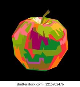 apple pop art illustration with black background