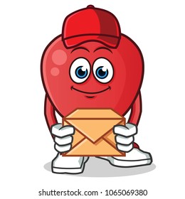 apple postman mascot vector cartoon illustration