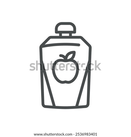 Apple Puree Pouch Icon. Simple Line Illustration of a Pouch with Apple Puree, Representing Plastic Container with Apple Organic Baby Food and Healthy Snacks.