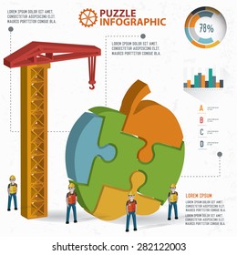 Apple puzzle design,info graphic design,clean vector