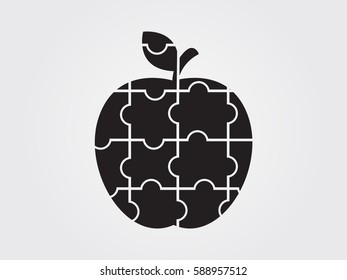 apple puzzle icon, vector illustration eps10