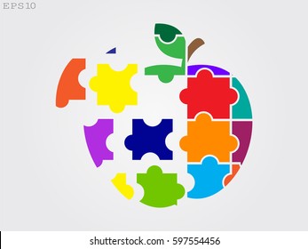 apple puzzle icon, vector illustration eps10