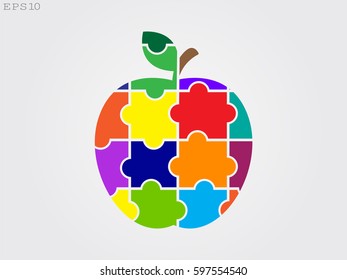 apple puzzle icon, vector illustration eps10