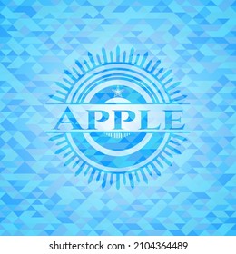 Apfelrealistisches hellblaues Mosaik-Emblem. 