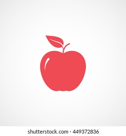 Apple Red Flat Icon On White Background
