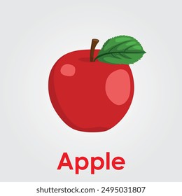 A for Apple Red Fruit Green Leaf