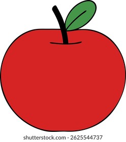 APPLE red fruit with hand draw line  icon LOGO
