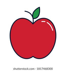 diseño de ilustración vectorial de iconos de color rojo manzana, línea y estilo de relleno