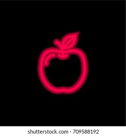 Apple red glowing neon ui ux icon. Glowing sign logo vector