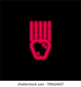 Apple red glowing neon ui ux icon. Glowing sign logo vector