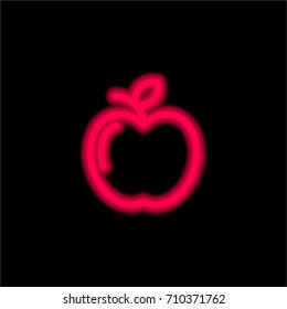 Apple red glowing neon ui ux icon. Glowing sign logo vector