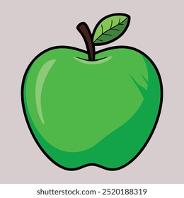 Apple Red and green Fruit Cartoon Icon Vector  Illustration. Food Fruit Icon Concept Isolated. Flat Cartoon Vector  Style.