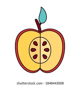 Apfelroter Halbfrischen Früchte Natursymbol Vektorgrafik-Design