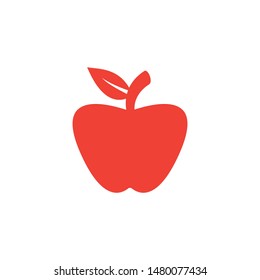 Apple Red Icon On White Background. Red Flat Style Vector Illustration.