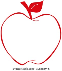 Apple With Red Outline .Vector Illustration