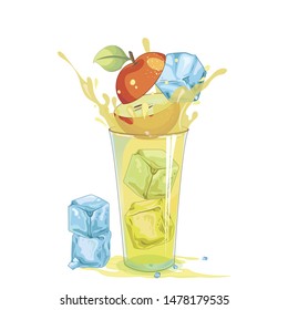 Apple red splash out of glass - illustration