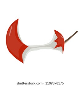 Apple red stump flat icon. Cartoon illustration of vector icon for web white isolated