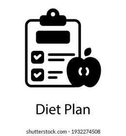 Apple con un informe que representa el concepto de plan de dieta 