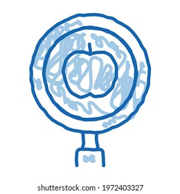 apple research sketch icon vector. Hand drawn blue doodle line art apple research sign. isolated symbol illustration