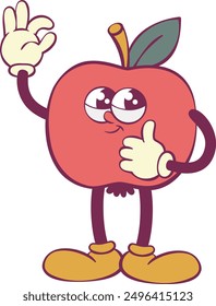 Apple retro groovy mascot character