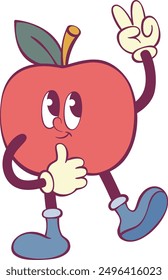 Apple retro groovy mascot character