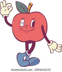 Apple retro groovy mascot character
