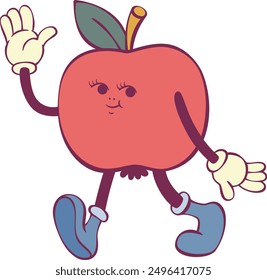 Apple retro groovy mascot character