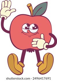 Apple retro groovy mascot character