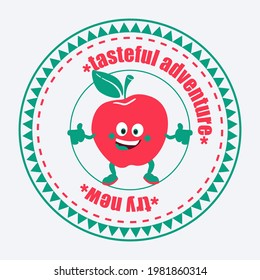 Apple con estilo retro. Diseño de empaquetado de productos Apple. Etiqueta o plantilla de logotipo. Etiqueta del vector con eslogan.