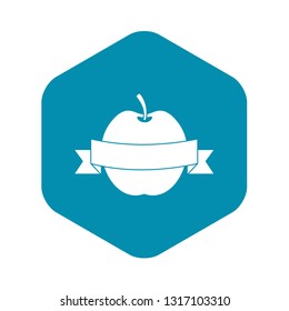 Apple with ribbon icon in simple style isolated on white background vector illustration