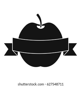Apple with ribbon icon in simple style isolated on white background vector illustration