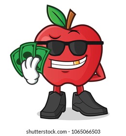 apple rich mascot vector cartoon illustration