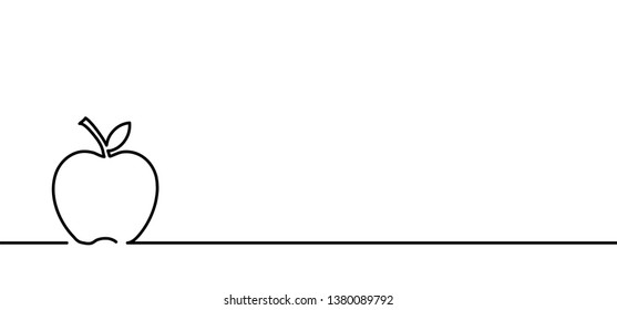 Apple ripe fruit line drawing pattern. Vector icon or pictogram.  Happyfruits. Spring happens, Let the spring begin. Ecology day. fresh fruits food. Eat symbol. Vegetable, vegan. leaves, leave sign.