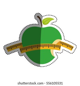 Apple with ruler icon vector illustration graphic design