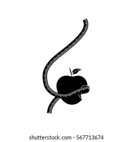 Apple with ruler icon vector illustration graphic design