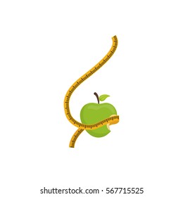 Apple with ruler icon vector illustration graphic design