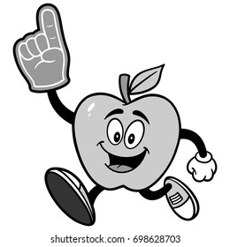 Apple Running with a Foam Finger Illustration