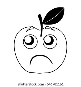 apple sad kawaii character