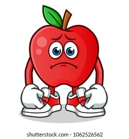 apple sad mascot vector cartoon illustration