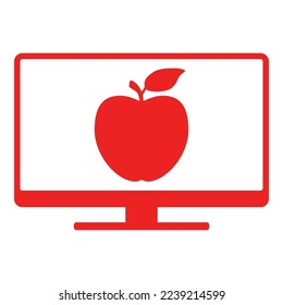 Apple and screen on white