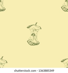 Apple. Seamless background with apples cores . Vector art illustration. Hand drawing. Pattern with natural motifs for kitchen design