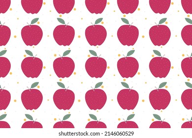 Apple seamless background in scandinavian style. Fruit vector illustration. Wrapping paper. Botanical print. Fabric pattern.